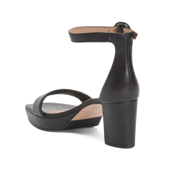 BERNARDO Black Made In Brazil Leather Carla Platform Heel Sandals - Picture 2 of 2